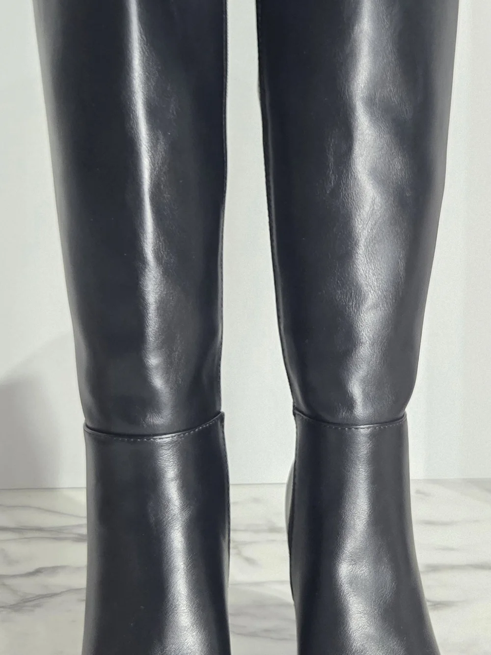 Unisa Lanna-J Women's Black Leather Knee High Side Zip Block Heel Boots 6.5 M